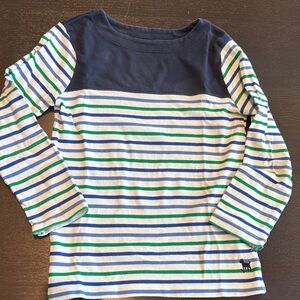 Boden Kids Long Sleeve Tee - Navy, Green, White Stripes